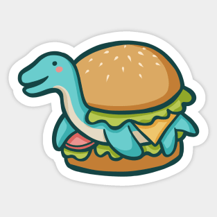 Tasty plesiosaurus burger, dino, dinosaur Sticker